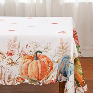Fall Tablecloth, Fall Decorations for Home Waterproof Pumpkin Decor Fall Decor Watercolor Thanksgiving Holiday Decor Scallop Edge Table Cover Party Dining Table Decorations 52 x 70 Inch
