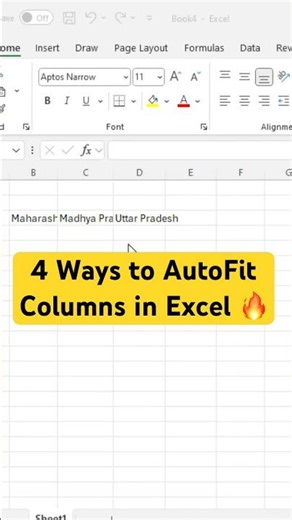 4 Easy Ways to AutoFit Column Width in Excel #excel #autofit #column #advance #tips #vba #formula