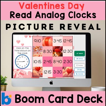 Read Analog Clocks Boom Cards™ | Valentine Math Mystery Digital Activity