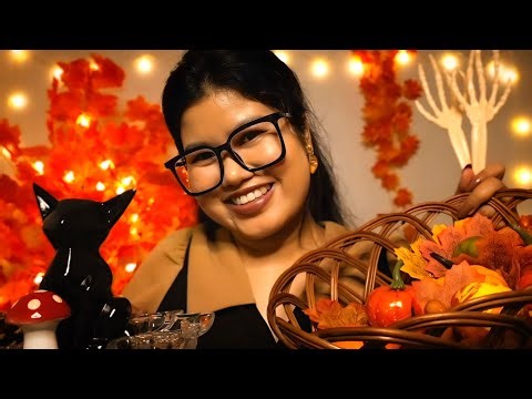 ASMR Fall & Halloween Shop Roleplay 🍂🎃 (Whispered, Tapping, Scratching, Show & Tell, Ambient Sounds)