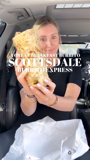 BURRITO EXPRESS {SCOTTSDALE, AZ} **watch the full 5 minute video on our YouTube channel** — We’re back on the #breakfastburrito train with a chorizo burrito from 📍 @BurritoExp in #Scottsdale! Chorizo Egg Extra Cheese Potatoes Beans = $9 breakfast burrito! It was mostly chorizo but might get a better bite if it’s mixed a little more!! Green salsa was amazing!! — Where is your go-to spot in Arizona ⬇️ ⬇️ #burritoexpress #scottsdalefoodie #azfoodie #azfood | Blondes Who Eat
