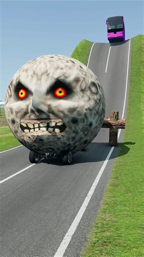 🌈🚍 Colorful City Buses vs Giant Logs Trap | BeamNG.drive #shorts