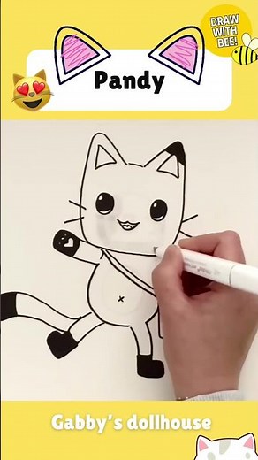Draw Pandy! The cutest Pandy Paws 😻 Gabby’s dollhouse #kidsart #pandypaws #gabbysdollhouse #pandy