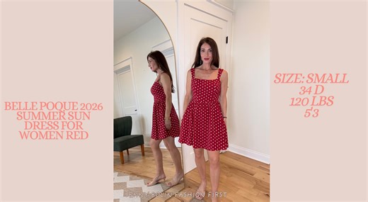 Watch Belle Poque 2026 Summer Sun Dress for Women Red on Amazon Live