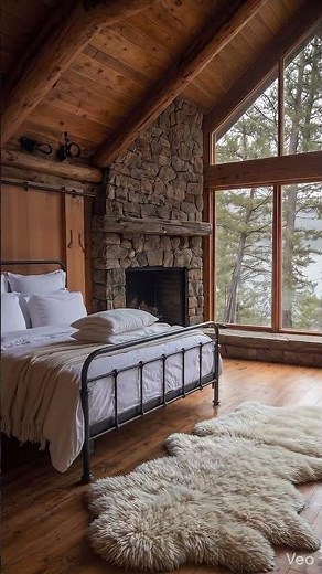 Rustic Stone Fireplace Build | Full Cabin Interior Time Lapse
