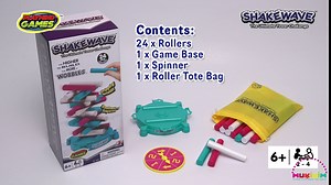 MUKIKIM Shakewave, Ultimate Stacking Blocks Game Challenge, Stack Rollers to Build Tower As High As Possible On Rotating Base Without Causing It to Collapse! Promotes Hand-Eye Coordination & Balance