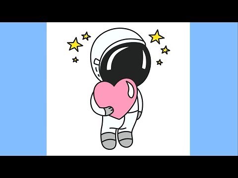 How to draw a cartoon astronaut in space step by step easy for kids