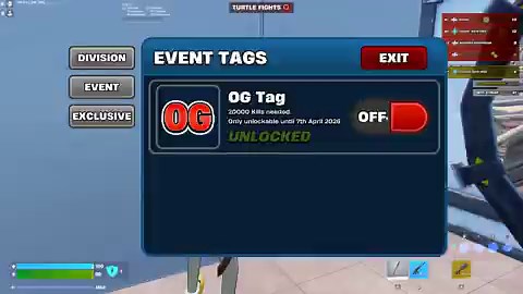 We're running the OG Event in Turtle Fights.If you have 20,000 kills total you will be able to unlock the OG Tag forever.Only available until the 7th of April, If you can't unlock it until then it's gone forever. 👀