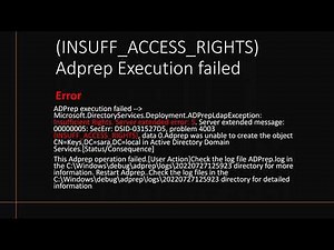 Adprep Execution failed (INSUFF_ACCESS_RIGHTS) | This Adprep operation failed Window Server