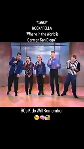 @a90slife on Instagram: "ROCKAPELLA performs their theme song to “Where in the world is Carmen San Diego.” 1993. . . . . . . . . . . . . . . . . . . . . #carmensandiego #rockapella #acapella #90stv #90s #90skid #90sbaby #90saesthetic #90sthrowback #90smusic #90shair #90sstyle #90sfashion #90snostalgia #90sads #oldschool #throwback #nostalgia #nostalgic #childhood #childhoodmemory #retro #vintage #memoryunlocked #80sbaby #a90slife"