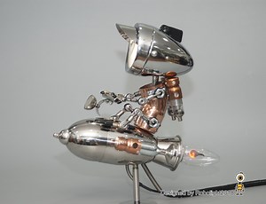 Handmade Robot Lamp: Steampunk Rocket Flame Bulb Desk Light Valentine's Day Gift - Etsy