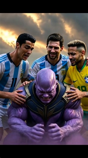 Ronaldo + Messi + Neymar PRANKED Thanos So Hard He 😭🟣 Footballers vs Avengers Finale (Part 4)