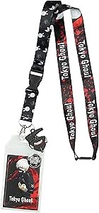 Tokyo Ghoul Ken Kaneki Lanyard ID Holder with Mask Rubber Charm and Collectible Sticker