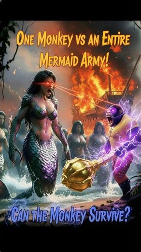 😡🐵 Angry Monkey attacks Mermaid 🧜‍♀️🤯#aesthetic​​ #jumpstyle​​ #effects​​