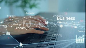 PC user and communication network concept. Digital transformation. Information communication technology.