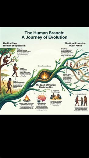 The Human Branch: A Journey Through Time ⏳ #evolution #ansunefacts #biologyclass12 #dnasequencing