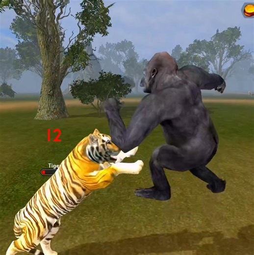 Strong Gorilla 🦍 V's Angry Tiger 🐅 Animal Battle #shorts #animal #games