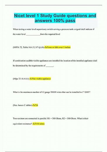 Nicet level 1 Study Guide questions and answers 100 pass2807 video