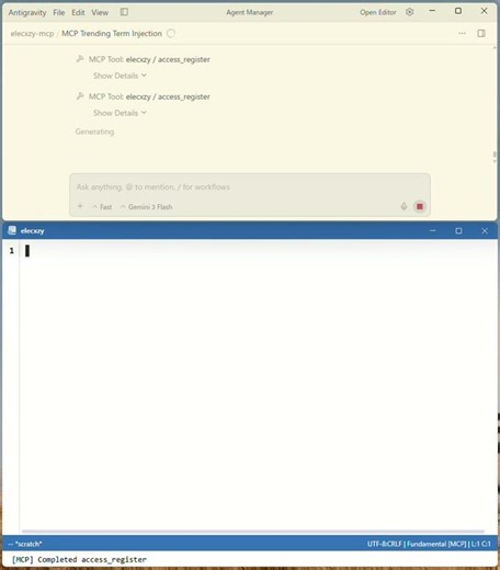 Emacs-style Register Control via MCP: elecxzy as an MCP Server Managed by Antigravity