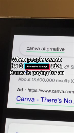 When people search for Canva alternative, Canva is paying for an ad that says “Canva | There's No Alternative - Online Design Made Easy.” When people are searching for Basecamp alternative, Basecamp is paying for an ad, “We don't want to run this ad. We're the #1 result but this site lets companies advertise against us using our brand. So here we are. A small independent company forced to pay ransom to a giant tech.” “Your brand name alternative” is a very popular search. You can also target it 