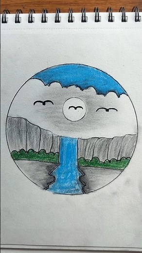 waterfall drawing very easy /how to draw beautiful waterfall #easydrawing #waterfall #drawing #art