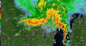 Radar Update 3:05AM A bowing line of storms is moving into the Fox Valley and toward the lakeshore. We just measured a 61 mph wind gusts here at the office near the Austin Straubel Airport. Main impact with these storms will be strong winds capable of taking down trees and powerlines. | US National Weather Service Green Bay Wisconsin