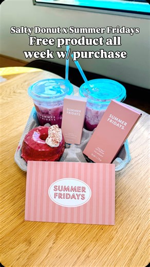 Samantha Rose|Austin Blogger on Instagram: "Free Summer Fridays product this week only at 2 different locations THIS WEEK ONLY💖✨Send/share this to your bestie! •The Salty Donut’s South Congress & Domain locations have an exclusive donut & drink to celebrate Summer Fridays new gel cleanser and gel cream!🍩 On tomorrow/Tuesday, first guests in line to purchase the collab items can receive a Pink Dew Gel Cleanser OR Cloud Dew Gel Cream! ALL WEEK: guests can receive Pink Dew Gel Cleanser at either