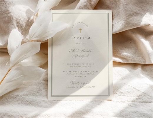 Baptism Invitation Template, Modern Classic Baptism Invitation, Baptism Digital Invitation, Christening Invite, BP08 - Etsy