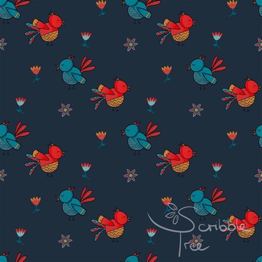 Colourful Birds Seamless Pattern Digital Download - Etsy