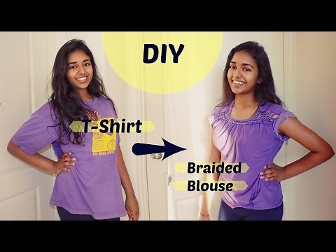 How to Braid a Neckline w/ No Sewing | Easy T-shirt Reconstruction