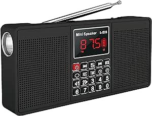 Leting Portable Radio with Bluetooth Speakers,Radios Porable AM FM Radio with 2 * 3W Stereo Speakers,Rechargeable Battery Operated Portabe Radio,Alarm Clock&Flashlight,Tape C& AM FM Radio (Black)