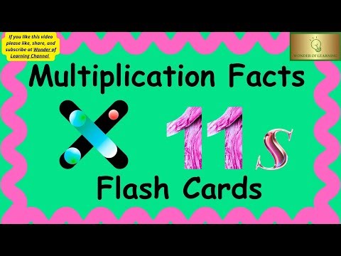 11s Multiplication Facts Flash Cards for Kids, 2nd and 3rd Grades, Math.