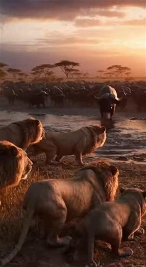 Lion Pride vs Buffalo Herd INSANE Revenge Stampede! 🦁🐃 #LionVsBuffalo #BattleAtKruger