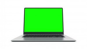 Animation of Modern Slim Laptop Opened and Zooming Into the Screen. Green Screen or Chromakey Display.