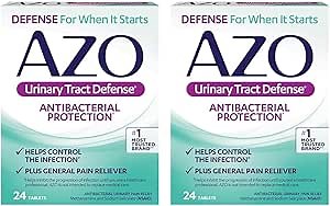 AZO Urinary Tract Defense Antibacterial Protection, Helps Control a UTI Until You Can See a Doctor, No. 1 Most Trusted Urinary Health Brand, 24 Count (Pack of 2)