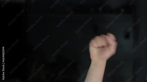 X x alphabet American sign language video demonstration in HD, American Sign Language (ASL) single-handed X x letter sign isolated on black background.