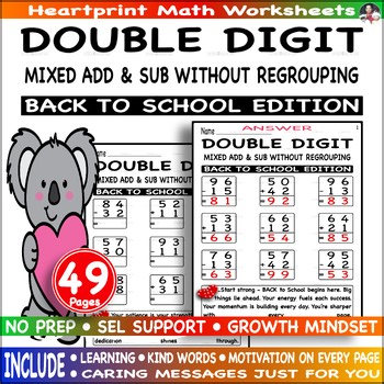 Double Digit Addition & Subtraction Without Regrouping   Master - Back to School