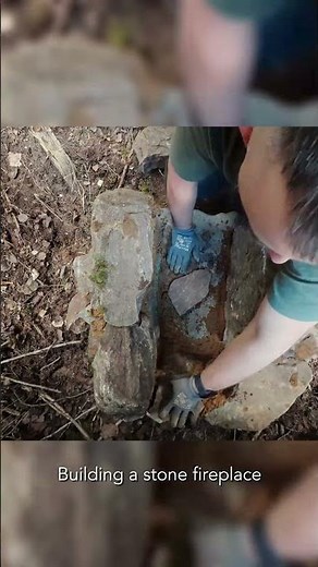 Building a stone fireplace #survival #campfire #bushcraft