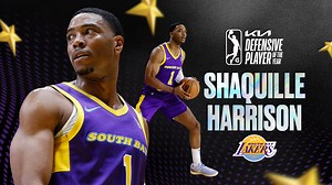 A defensive ace up their sleeve! South Bay Lakers guard Shaquille Harrison is your 2023-24 Kia America NBA G League Defensive Player of the Year after leading the G League in steals (2.9). Harrison also won the award in 2021-22 and becomes the fourth player to win multiple times, joining Derrick Zimmerman (2004-05 & 2005-06), Stefhon Hannah (2011-12 & 2012-13), and DeAndre Liggins (2013-14 & 2015-16). | NBA G League