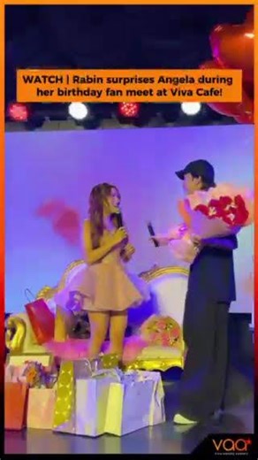 Rabin surprises Angela during her birthday fan meet at Viva Cafe! #RabGel