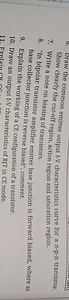 Draw the common emitter output I-V characteristics curve for a ... | Filo