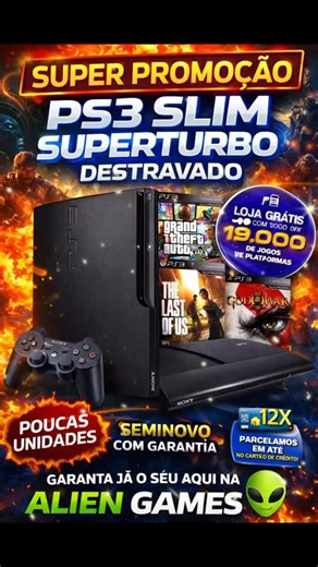 ALIEN GAMES on Instagram: "🔥🎮PS3 ORIGINAIS & DESTR4VADOS C/ PREÇOS IMPERDÍVEIS 🎮🔥 aqui na @aliengamesss ! Aqui na 👽🎮ALIEN GAMES vocês contam com a maior variedade de PLAYSTATION3 PERSONALIZADOS!!! Garanta já o PS3 que seja a sua cara!!! Venha conferir: ✅ Com Garantia de loja ✅ Revisado c/ leitor novo ✅ Completo c/ 1 controle ✅ Na caixa ✅ Semi novo ✅ Jogos de brinde ✅ Acesso à internet Parcele de 2 a 18x no Cartão de Crédito 💳!!! * Aguardamos sua visita 👽🤟🏻👽🤟🏻👽🤟🏻 Reservas & Encome