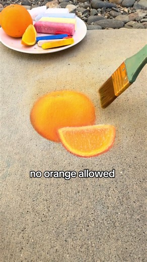 don’t hug me I’m scared 🍊 color theory orange chalk art drawing #colortheory #chalkart #chalk #chalkartist #arttok