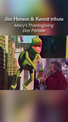 Megan 💚 Muppets Fanatic on Instagram: "this aired as part of the 1990 Macy’s Thanksgiving Day Parade, a tribute to Jim Henson after losing him in May that year.. the video highlights Kermit’s balloon through the years, and includes a clip of Jim and Kermit giving a speech in 1988. 🥹"
