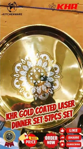 Luxury Dining Upgrade! ✨ KHR Gold Finish PVD Laser Dinner Set 57pcs #Shorts #unboxing