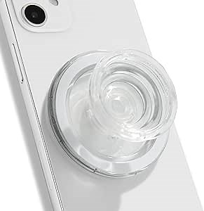 OnTheGrip Compatible with Magsafe Magnetic Authentic Translucent Color Design Collapsible Mobile Phone Grip Stand Holder for Smartphone Tablet Cell Phone Accessory (Transparent)