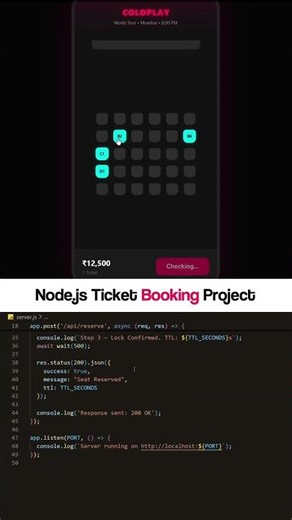 Ticket Booking Backend Logic in Node.js 🎟️ | Seat Locking & Concurrency Explained