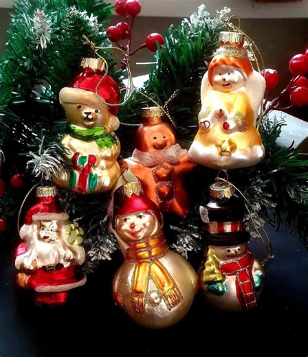 Vintage Glass Christmas Tree Ornaments - Set of 6 - Etsy
