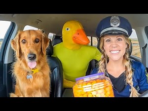 Police and Rubber Ducky Surprise Puppy with Car Ride Chase!