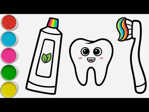 Tooth brush,tooth and tooth paste drawing colouring and paintings for kids